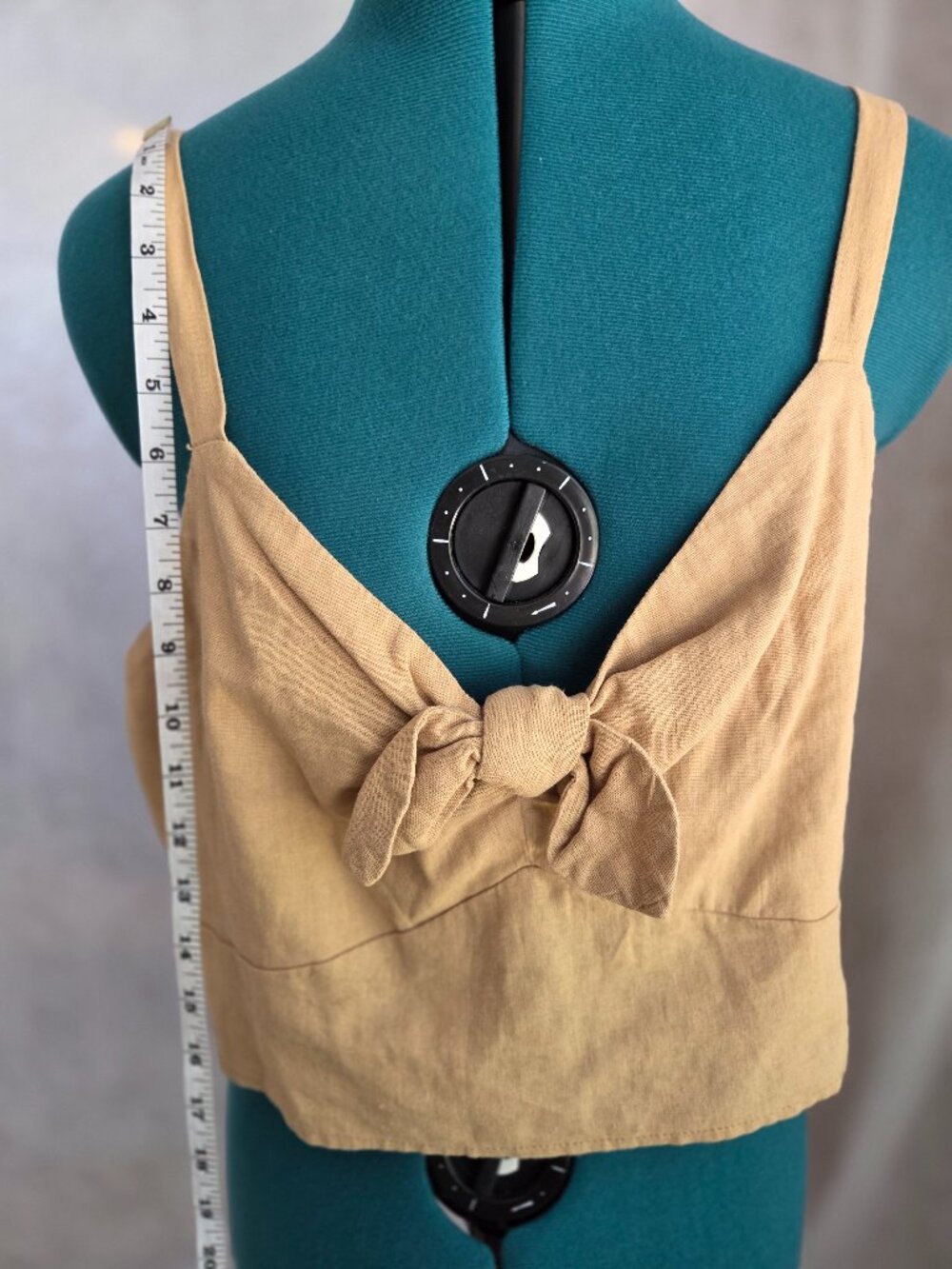linen tie front Cropped tank